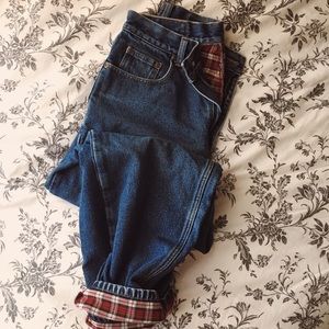EUC Eddie Bauer flannel lined mom jeans hi-waist